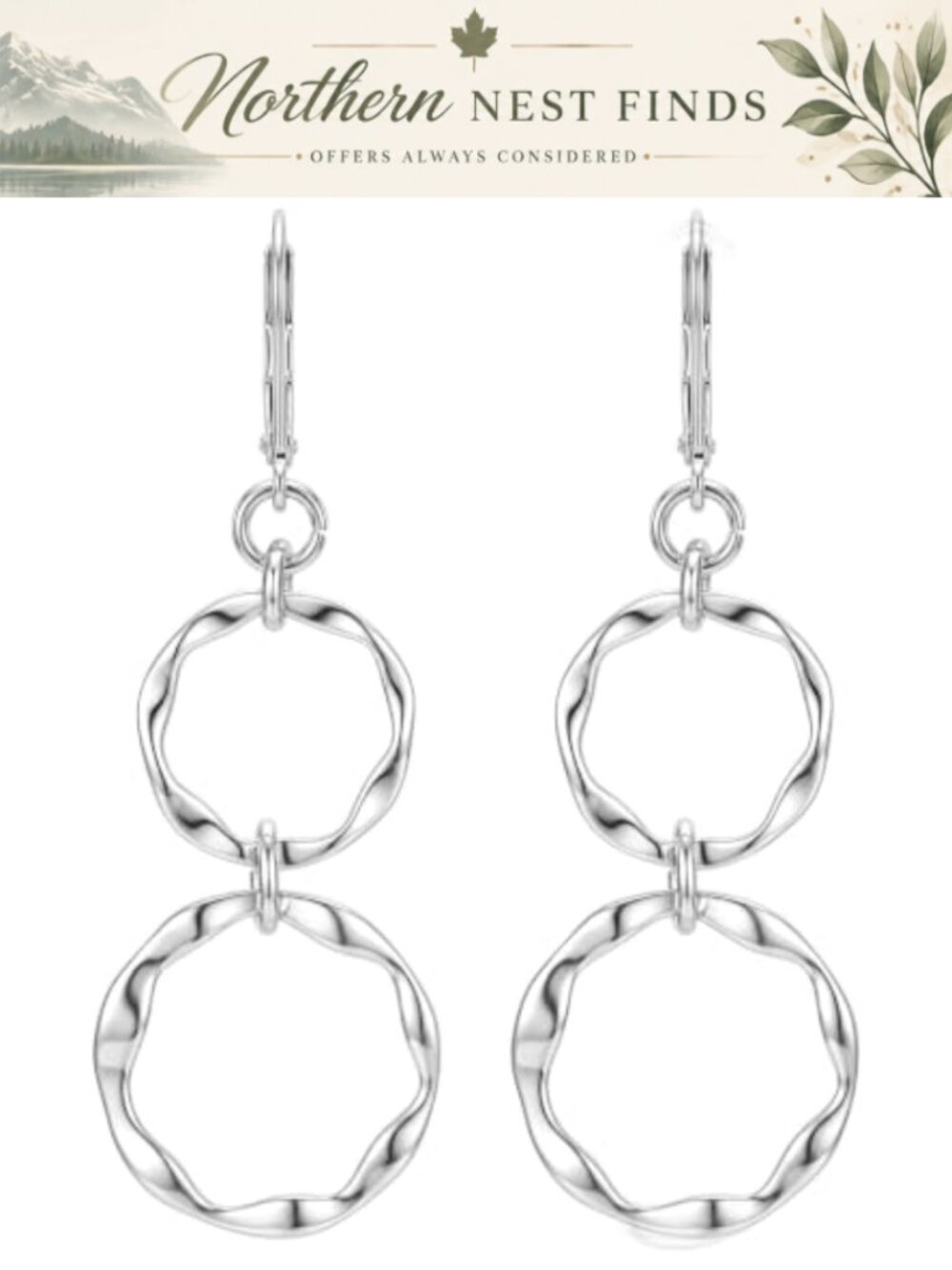 925 Sterling Silver Post Hoop Earrings with 14K Gold Plated Dangle Drop